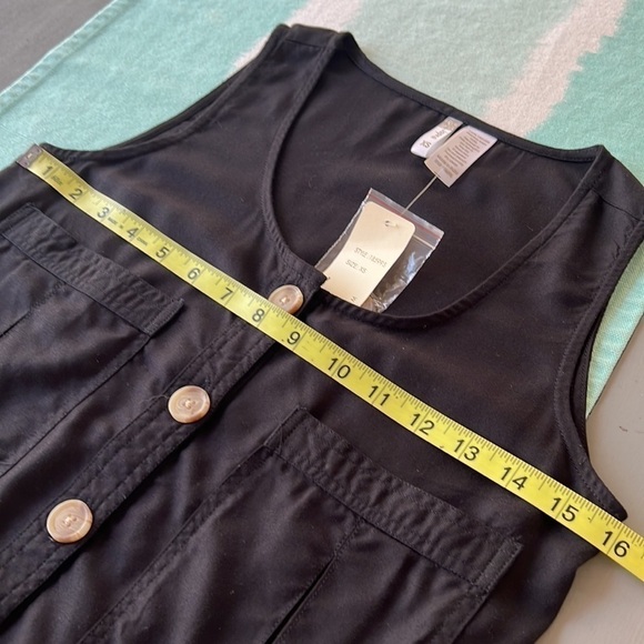 Japna Black Button Down Front Knot Tie Sleeveless Cropped Top NWT - Picture 6 of 7